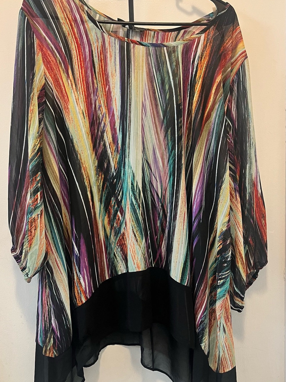 Karen Kane Multicolor Abstract Hi-Low Tunic with Black Hem